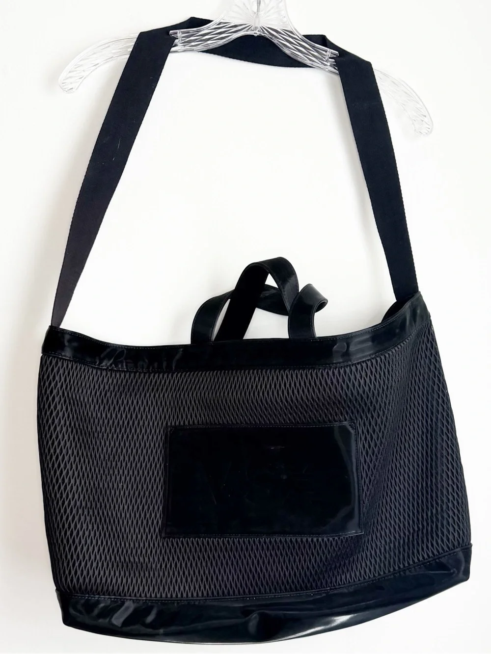 VSX Black Mesh & Patent Trim Duffel Bag